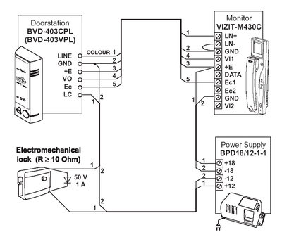 Color video doorphone схема подключения