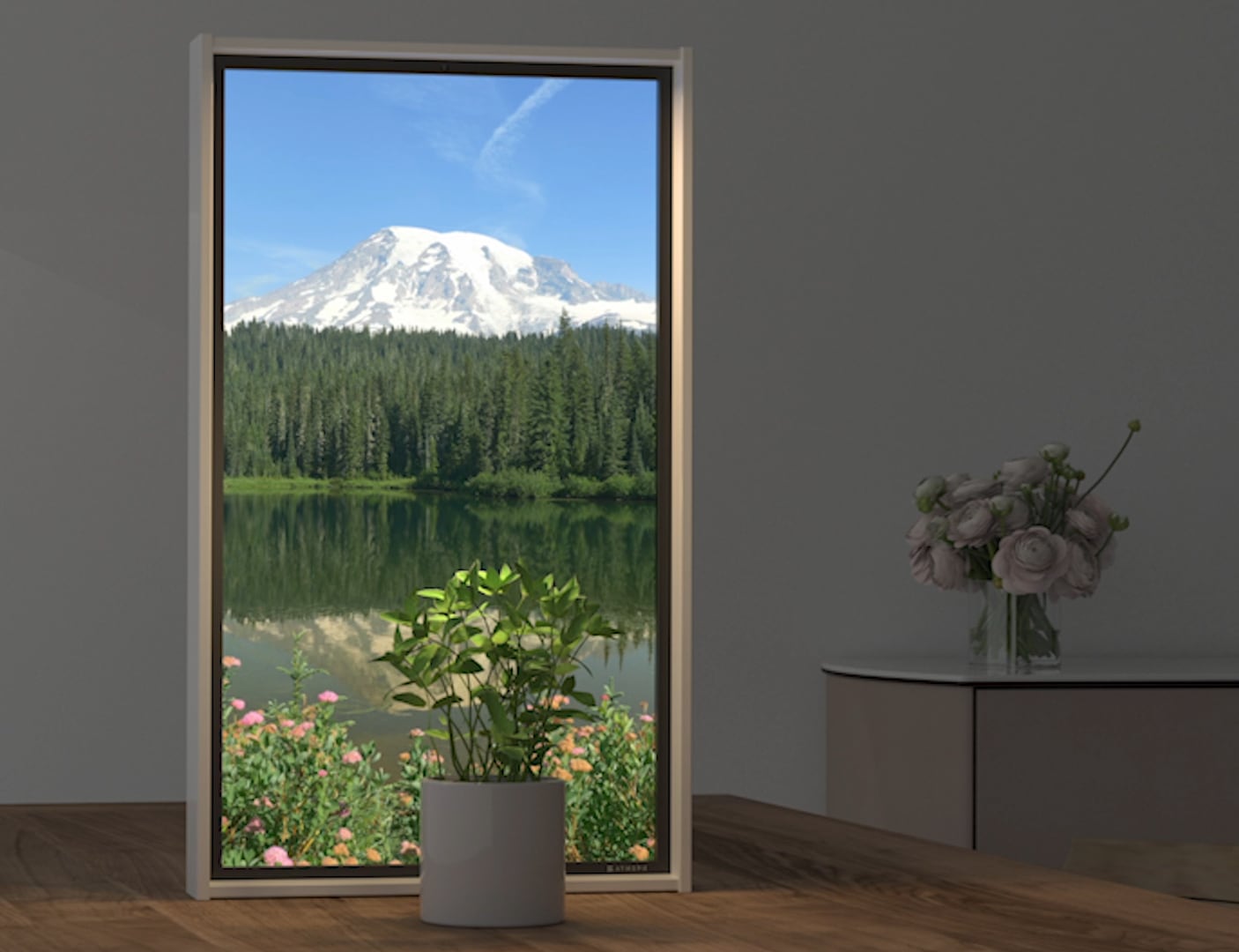 Окна на экране монитора. Atmoph Window 2 - Smart display. Красивый вид из окна на природу. Виды окон. Умное окно.